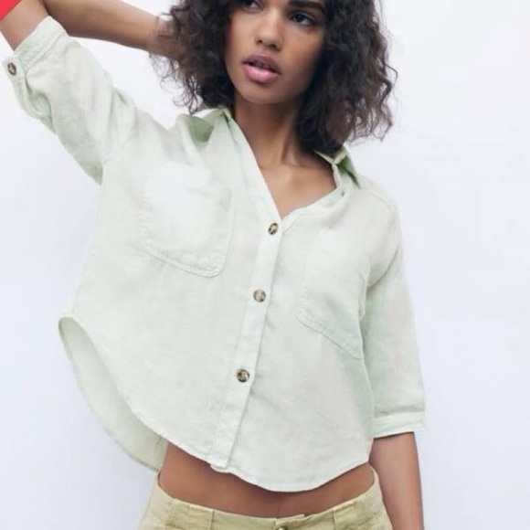 Zara Cropped Blouse - Picture 1 of 6